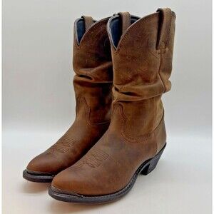 Durango  RD542 Distressed Tan Slouch Western Boot Cowgirl 9M Leather 11" R Toe